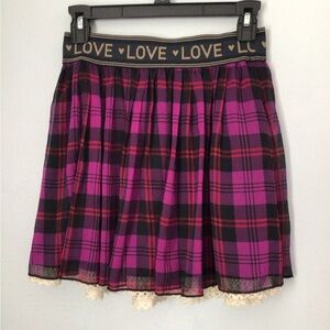 Jessica Simpson Woman’s Pinkish & Purple, Black Plaid Mini Skirt. Size Large.